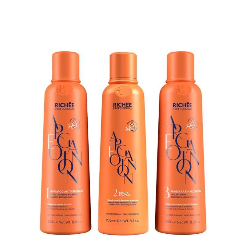 Richée Argan e Ojon Kit Escova Defrizante (3x250ml)