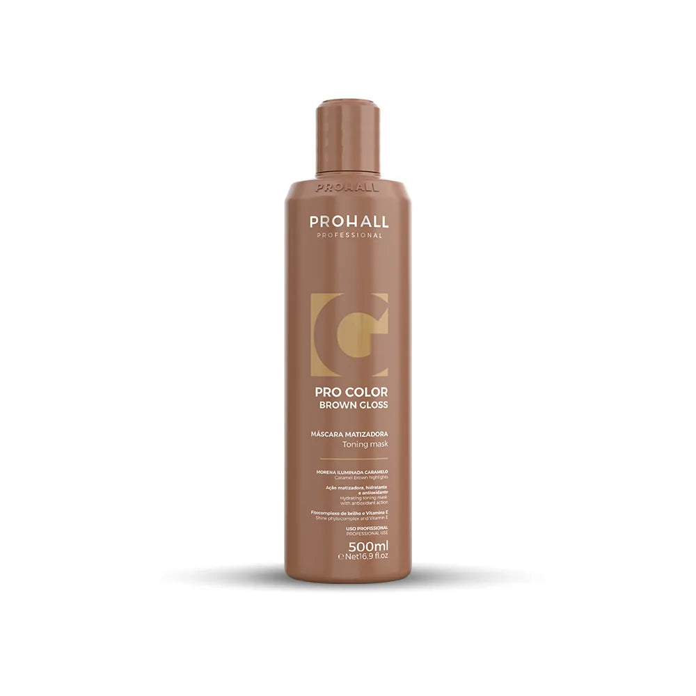 PROHALL MÁSCARA MATIZADORA BROWN GLOSS EFEITO MORENA ILUMINADA CARAMELO 500ML
