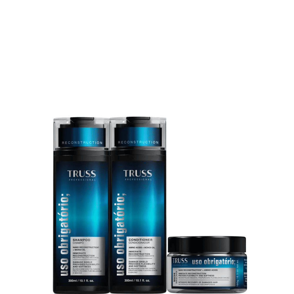 Kit Truss Uso Obrigatório; Shampoo 300ml + Condicionador 300ml + Máscara 180g