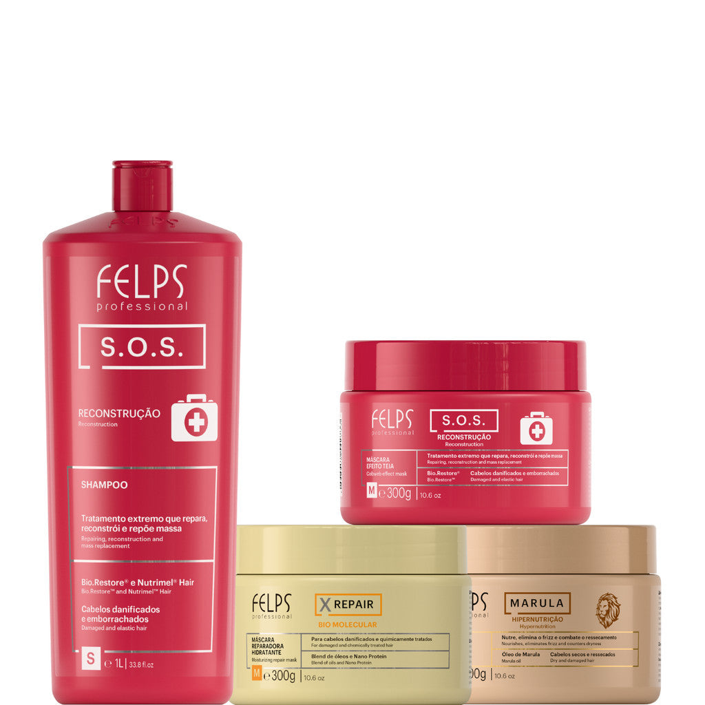 Felps Kit Shampoo Sos 1 Litro + Cronograma Capilar