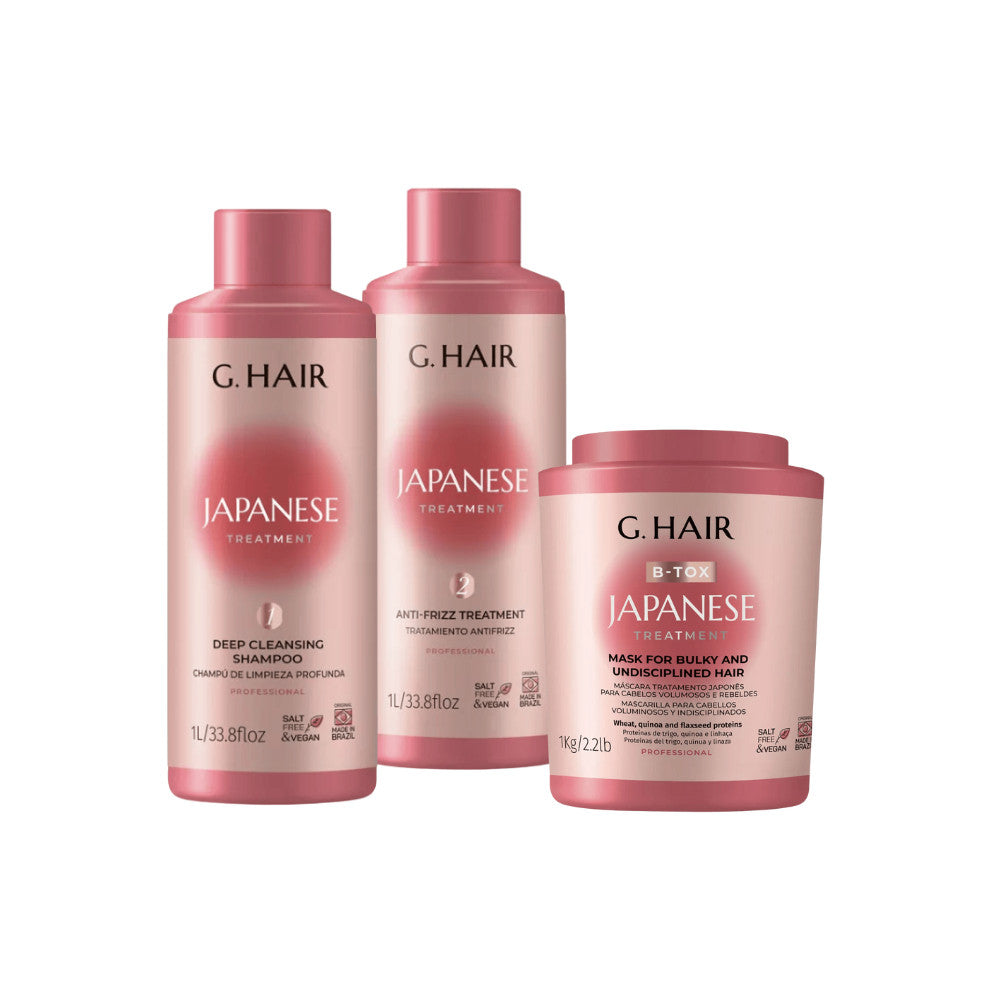 KIT G.HAIR TREATMENT SHAMPOO 1L+ANTIFRIZZ 1L + BTOX JAPANESE
