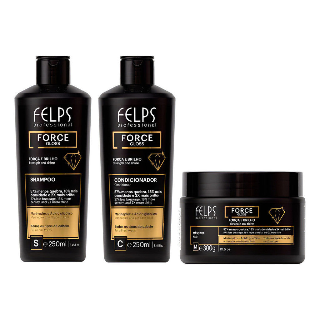 Felps Force Gloss - Shampoo + Condicionador 250ml + Máscara 300g