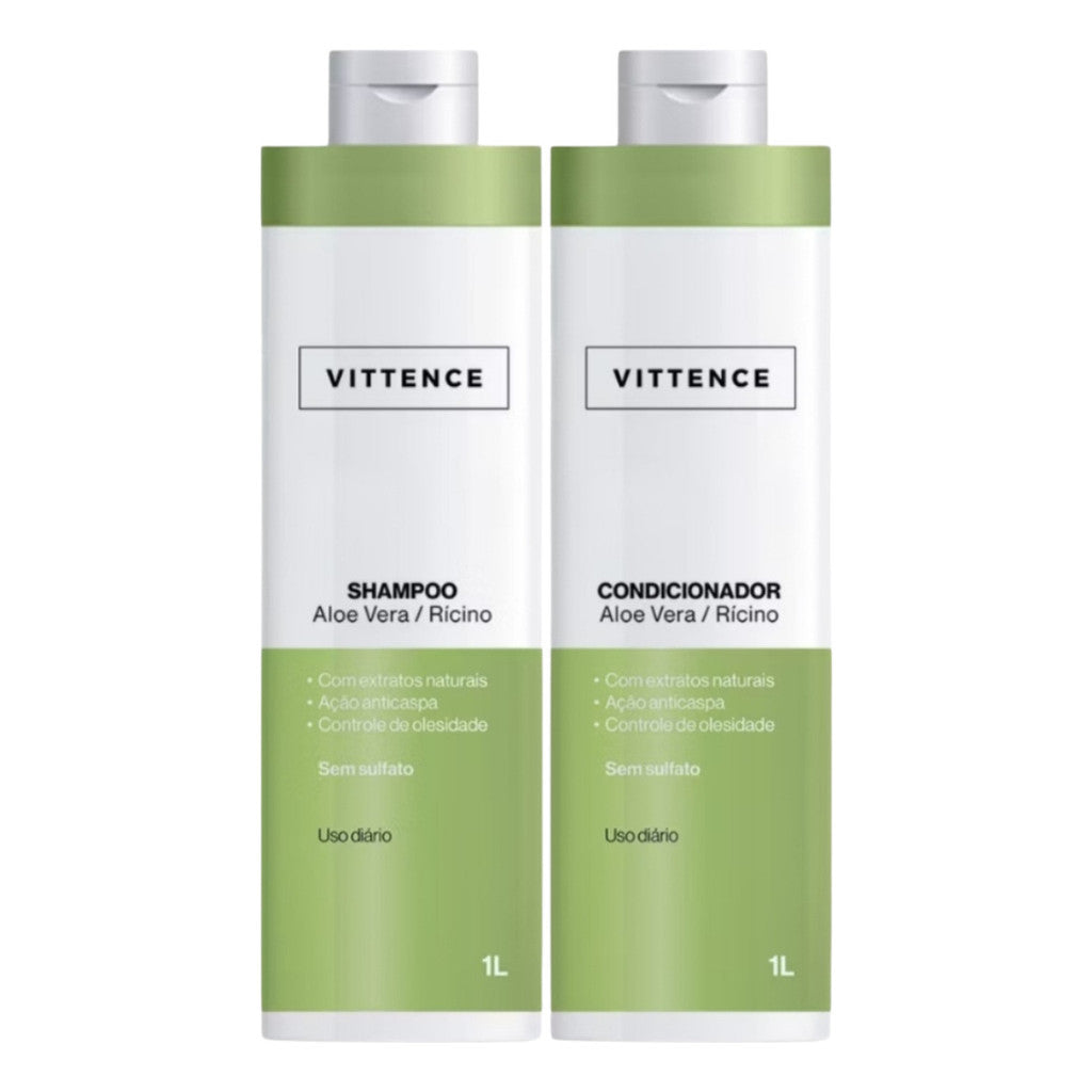 Kit Vittence Aloe Vera, Rícino Shampoo 1l E Condicionador 1l